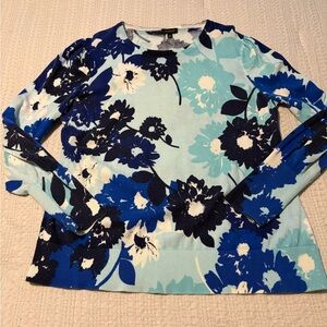 Talbots Blue and White Spring/Summer Floral Sweater